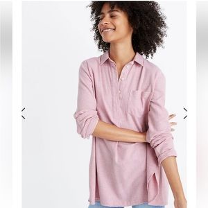 Madewell Flannel Classic Ex-Boyfriend Button-Back Shirt Pink (Large)